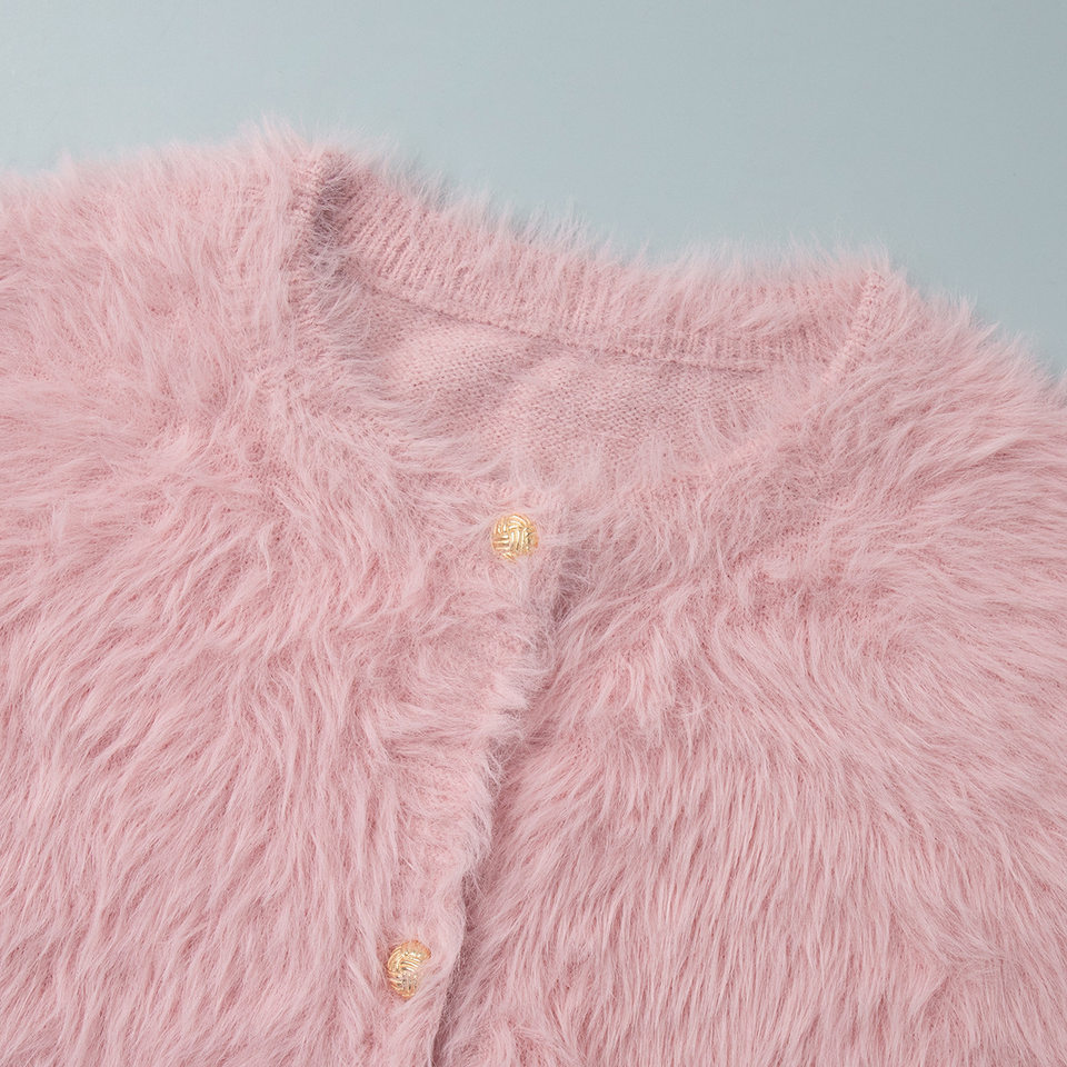 Áo cardigan len dệt kim dáng suông cổ tròn tay dài cài nút phong cách Hàn Quốc — Màu nâu, Xanh quân đội, màu hồng, Đỏ (Còn hàng) chi tiết 7