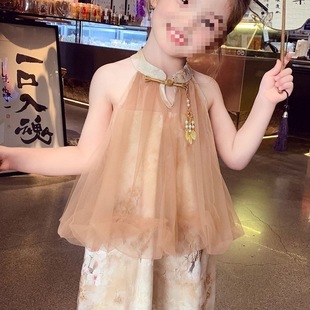 Girls' Cheongsam Dress 2025 Summer New Chinese Style Dress Little Girl Sleeveless Holiday Princess Dress