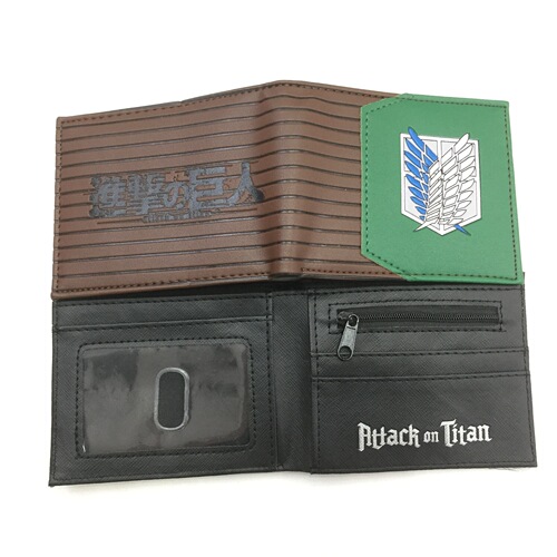 Attack on Titan Wallet Short Folding Mikasa Levi Survey Corps Wings of Freedom Leather Wallet Coin Purse