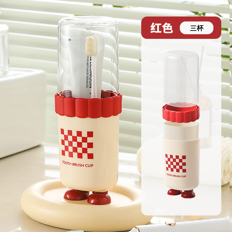 Lindo pie, taza de lavado de viaje, cepillado portátil, dibujos animados de bricolaje, cepillo de dientes para niños, taza de plástico para enjuague bucal