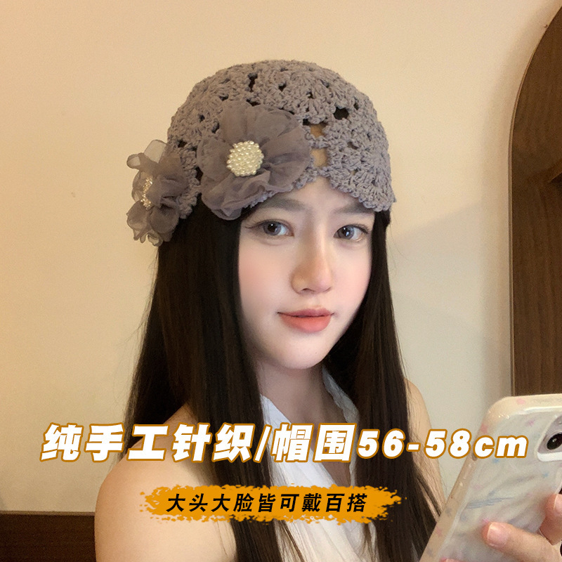 韩系镂空花朵包头帽女夏季薄款显脸小百搭帽子|undefined