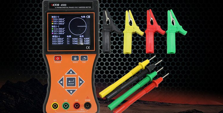 胜利（VICTOR）三钳数字相位伏安表 三相相序检测仪 VC4500