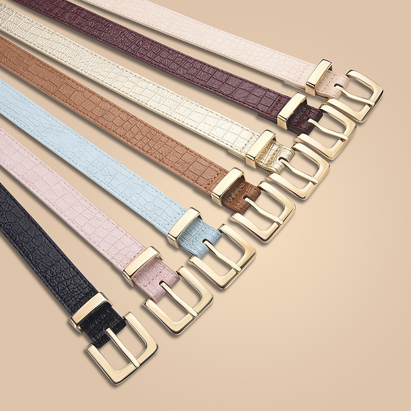 New Trendy Crocodile Pattern Simple Square Buckle Women's Belt Fashion Versatile Jeans Dress Belt Women in Stock