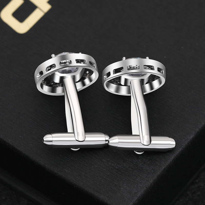 nuovi gemelli creativi in rame con diamanti rotondi e zirconi gemelli per camicia da lavoro francese_voghion.com