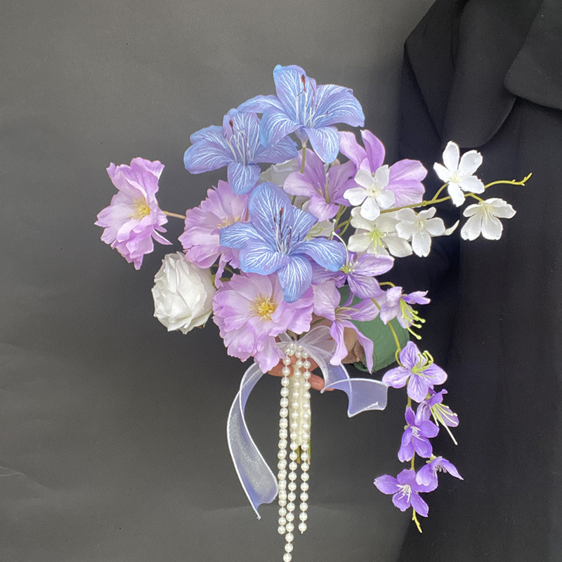 新しい紫色のニッチな手持ち花、造花、花嫁の結婚式の証明書登録、卒業写真小道具、ホーム|undefined