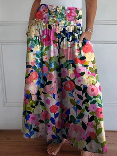 2024 Amazon European and American new products hot sale women's fashionable casual band wide leg elastic waist wide pants