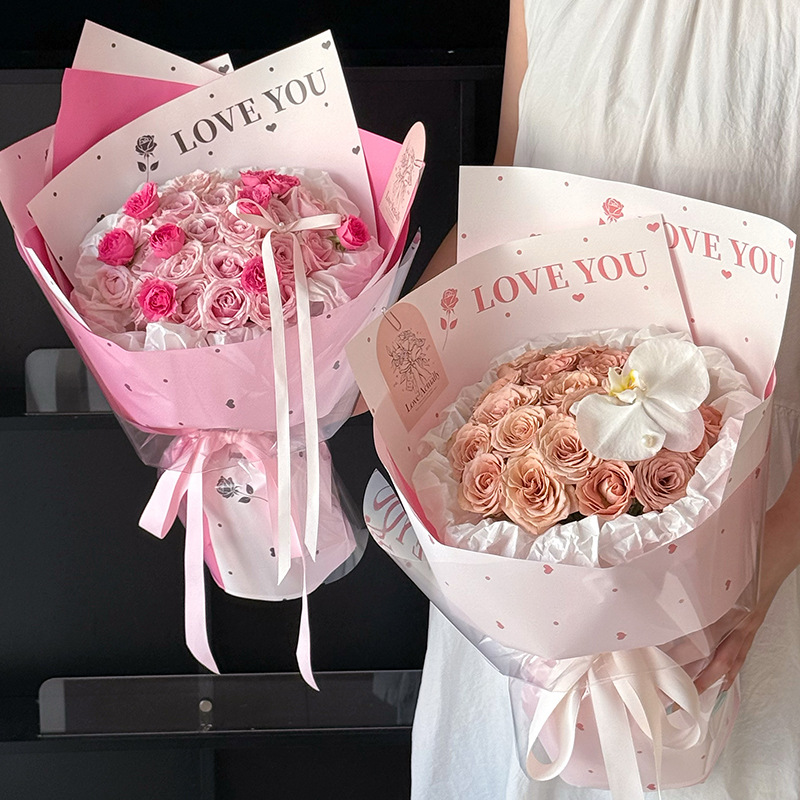 Huaxi amor primer corazón de comercio exterior transfronterizo flor de papel de embalaje flor flor de flores DIY florista amor regalo de papel de embalaje flor image 3