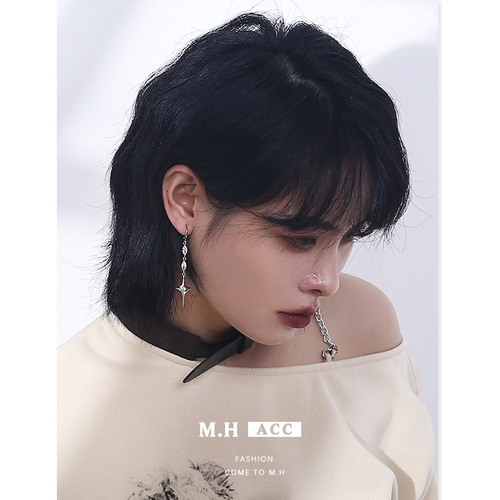 Sweet and Cool Four-Pointed Star Fringe Earrings for Women - New Neutral Style Design Earrings for Trendsetters, Internet Celebrities, Street Style Photos, and Students