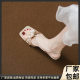 French Pearl Sandals for Female Students with Skirt Gentle Evening Shoes Thick Heel Not Tired Foot Roman Shoes