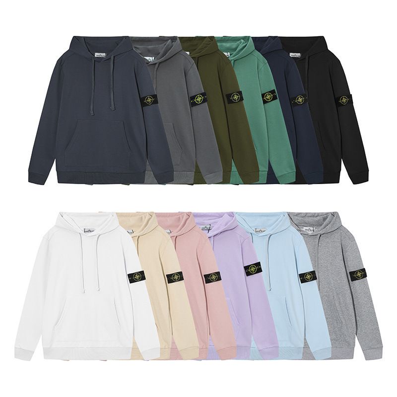 Cross-Border Ston Stone Shirt Autumn and Winter Pure Color Armband Hooded Sweatshirt for Men and Women, Loose Long-Sleeved Hoodie for Couples, Trendy Cross-Border Ston Stone Shirt Autumn and Winter Pure Color Armband Hooded Sweatshirt for Men and Women, Loose Long-Sleeved Hoodie for Couples, Trendy