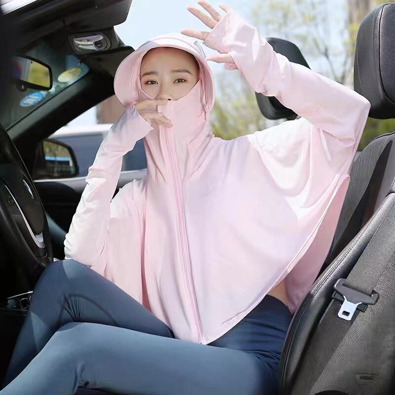 Ice silk sunscreen clothes women's Cape factory wholesale women's spring and summer new anti-ultraviolet Hood breathable