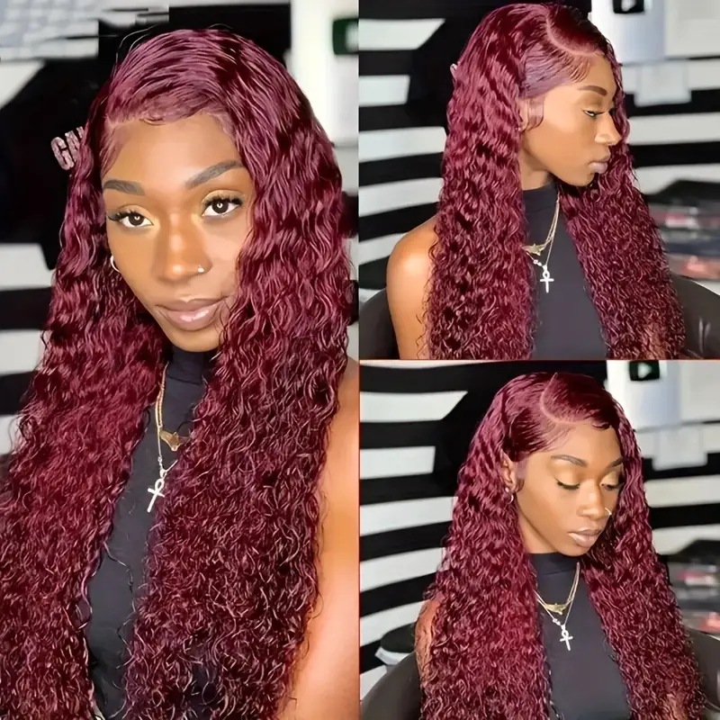 Perruque synthétique lace front ondulée couleur piano pour femme_voghion.com