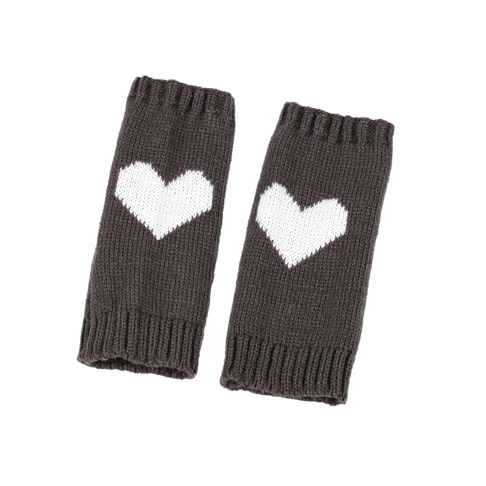 Κοντά μισά δάχτυλα για φοιτητικό γραφείο, μανίκια ροδακινί, πλεκτά γάντια αγάπης με ζεστή καρδιά_voghion.com