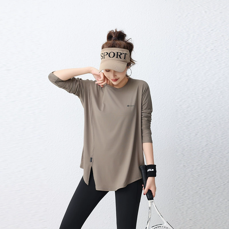 Спортивная одежда Йога футболка, спортивный топ с длинными рукавами, большой размер жирной мм свободная ткань мягкая и удобная для поглощения пота