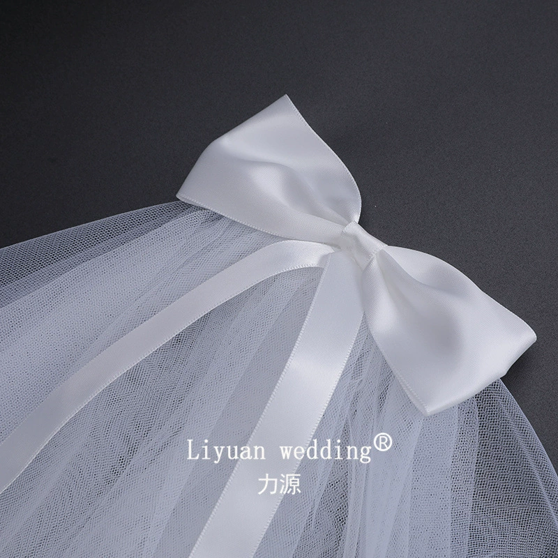 Bride's veil, wedding dress, lace hair accessory with bow, high-quality style