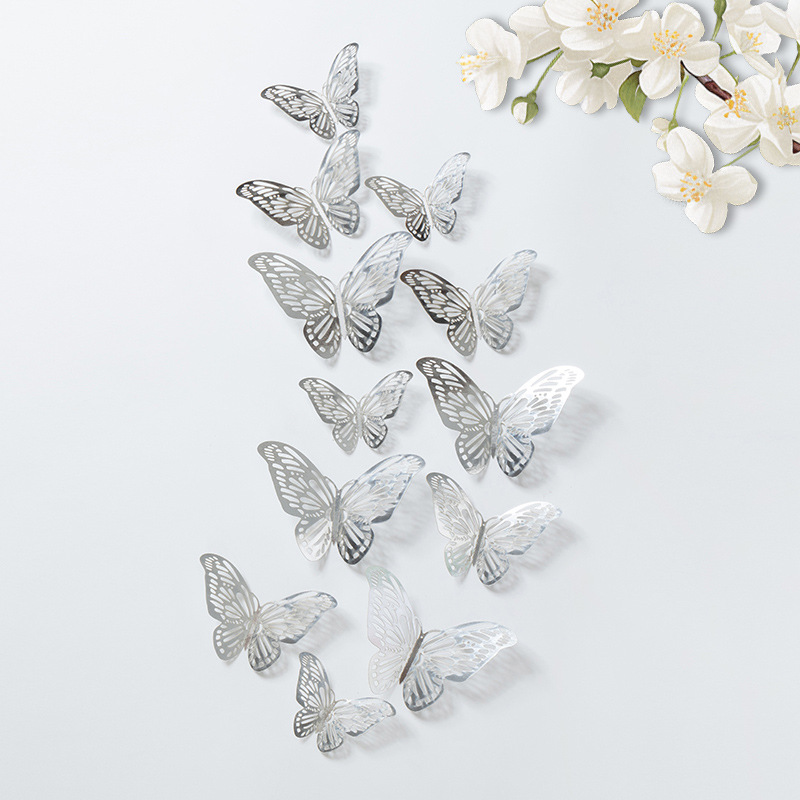 Simulación 3D de la escena de la mariposa tridimensional, accesorios, decoración de paredes, accesorios de pegatinas de pared de sentido avanzado, decoración del hogar