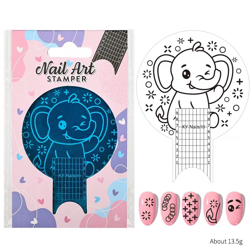 Nuevo producto transfronterizo plantilla de impresión de uñas película azul bricolaje redondo multifuncional impresión de uñas esmalte de uñas placa de acero pintada