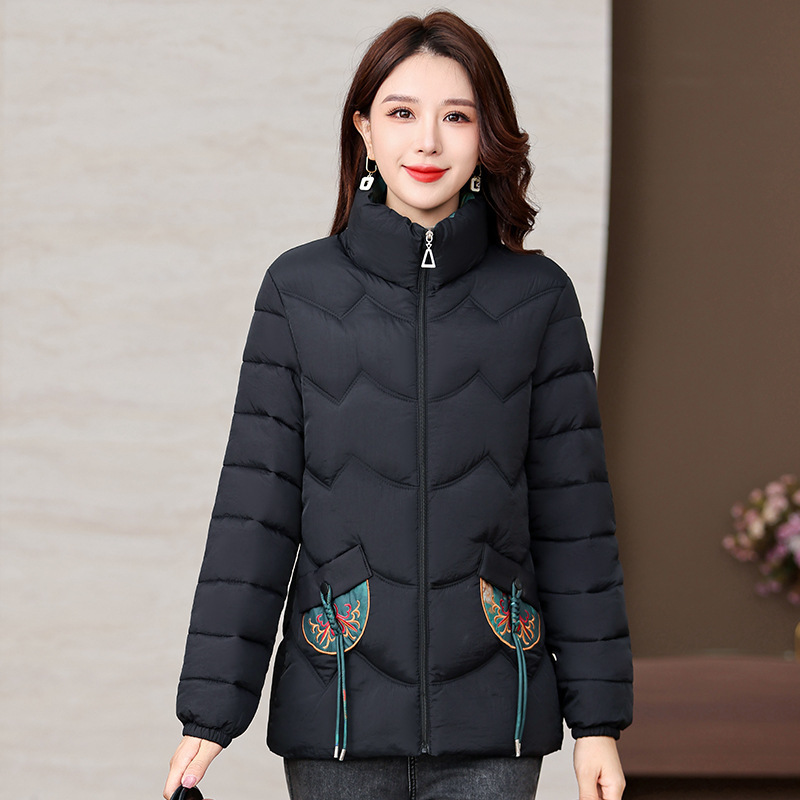 新款加厚中年棉衣女外套洋气加厚保暖小个子妈妈装羽绒棉服立领|undefined