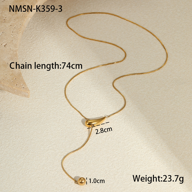 クロスボーダーチタン鋼スネークボーンチェーン非退色ステンレス鋼ネックレスメッキ 18K ゴールドライト高級デザインロング Y 字型チェーン卸売|undefined