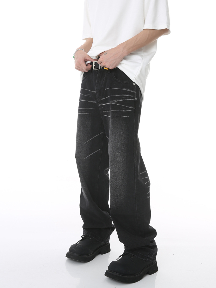 MTLROPA ropa de los hombres | 2023 verano nueva suelta recta retro cero lavado pantalones mezclilla blanca