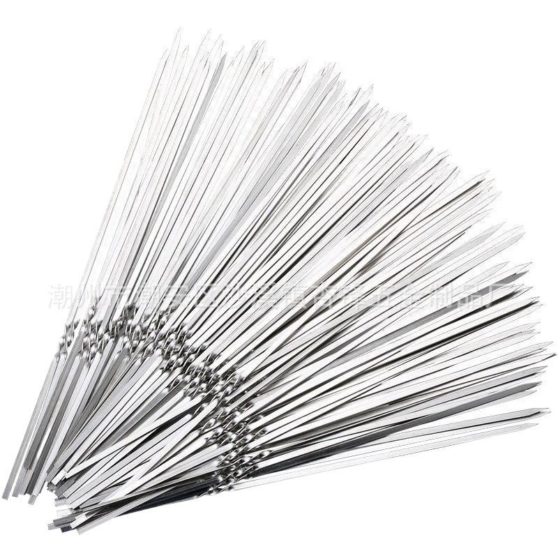 Barbecue utensils stainless steel flat sign thickened just sign barbecue sign roast needle mutton kebab iron sign barbecue kebab kebab sign
