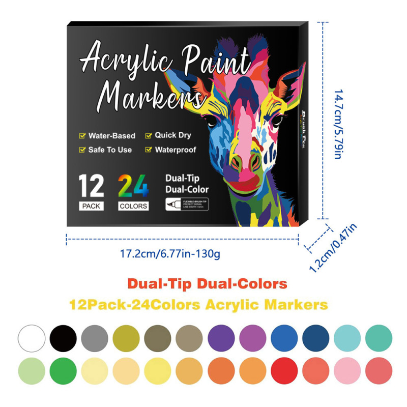 Amazon ベストセラー 168 ダブルヘッド 2 色アクリルマーカーペンソフトヘッド子供用絵画ペン文具セット落書きペン|undefined