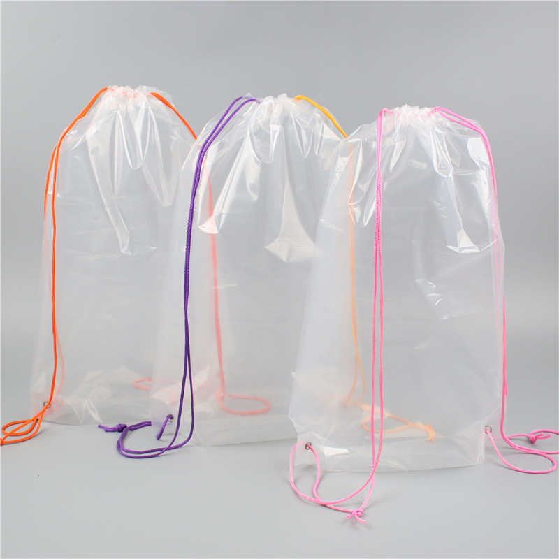 透明塑料收纳袋抓娃娃抽绳背包袋束口双肩礼品包装袋拉绳袋定 制