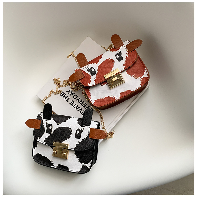 Korean fashion cow pattern messenger printed small square bagpicture5