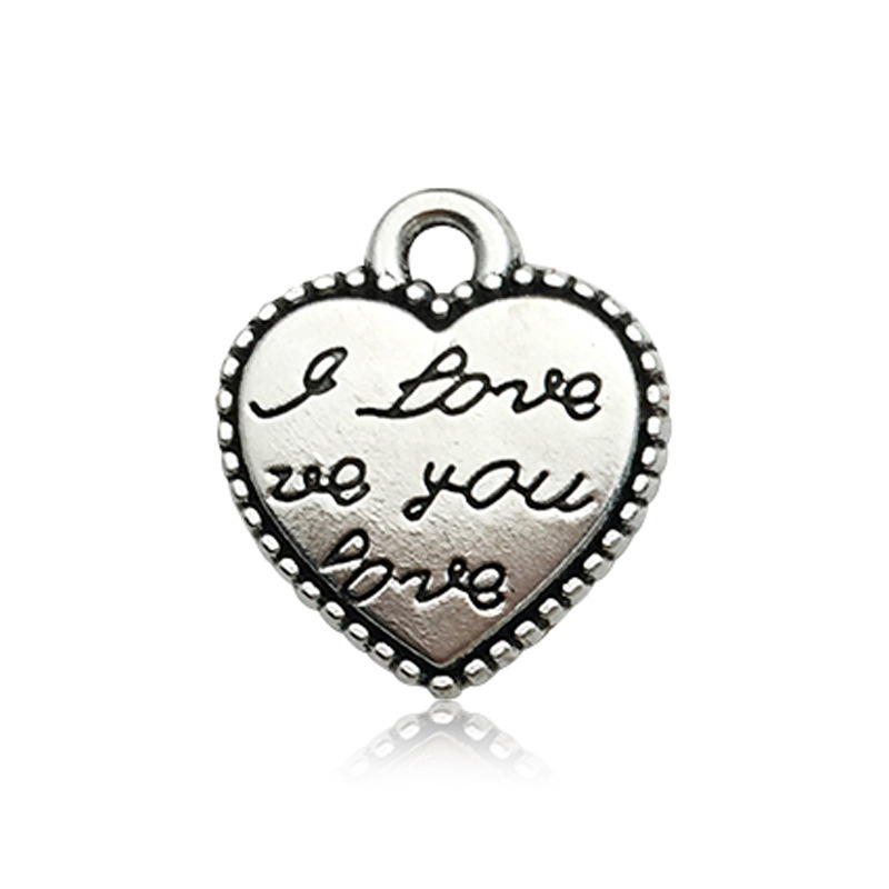 15488-plata antigua te amo Amor amor corazón 12x13-0.9g-