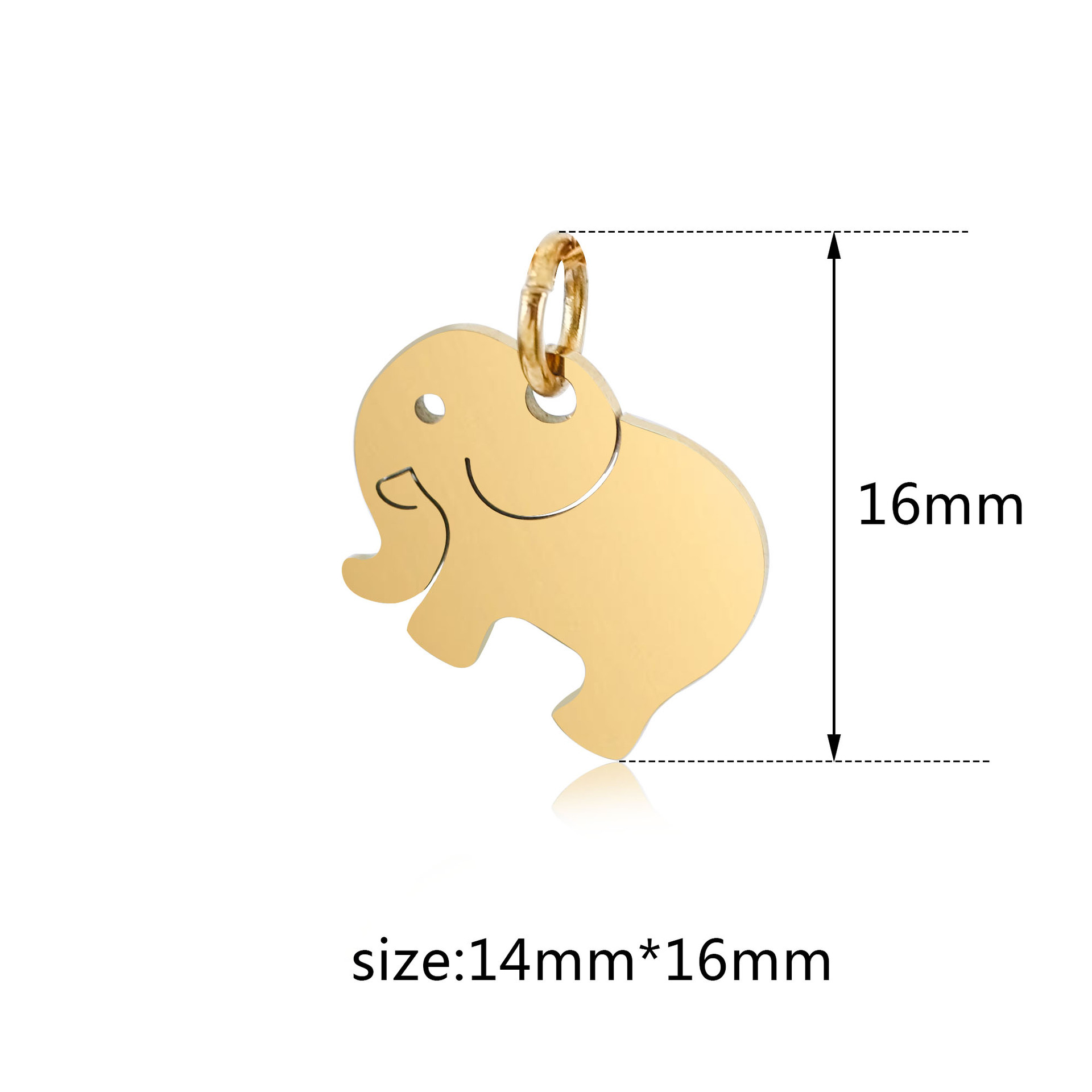 7g Weight Pendant Jewelry Making Type 5 PCS/Package 14*16MM 304 Stainless Steel Elephant Polished Pendant
