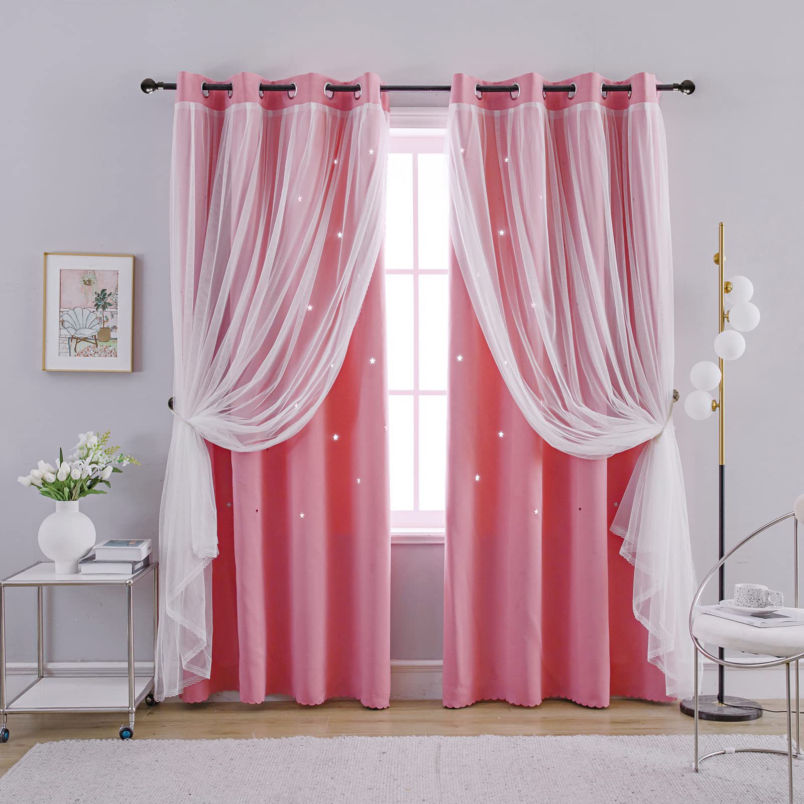 Double-layer Blackout Curtains With Hollow-out Stars For Home_voghion.com