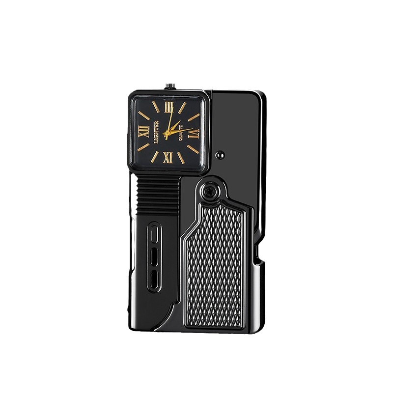 2502 Gun-style Lighter With Display, Foldable, Direct-flow, Windproof Blue Flame Lighter, Gift For Boyfriend,_voghion.com