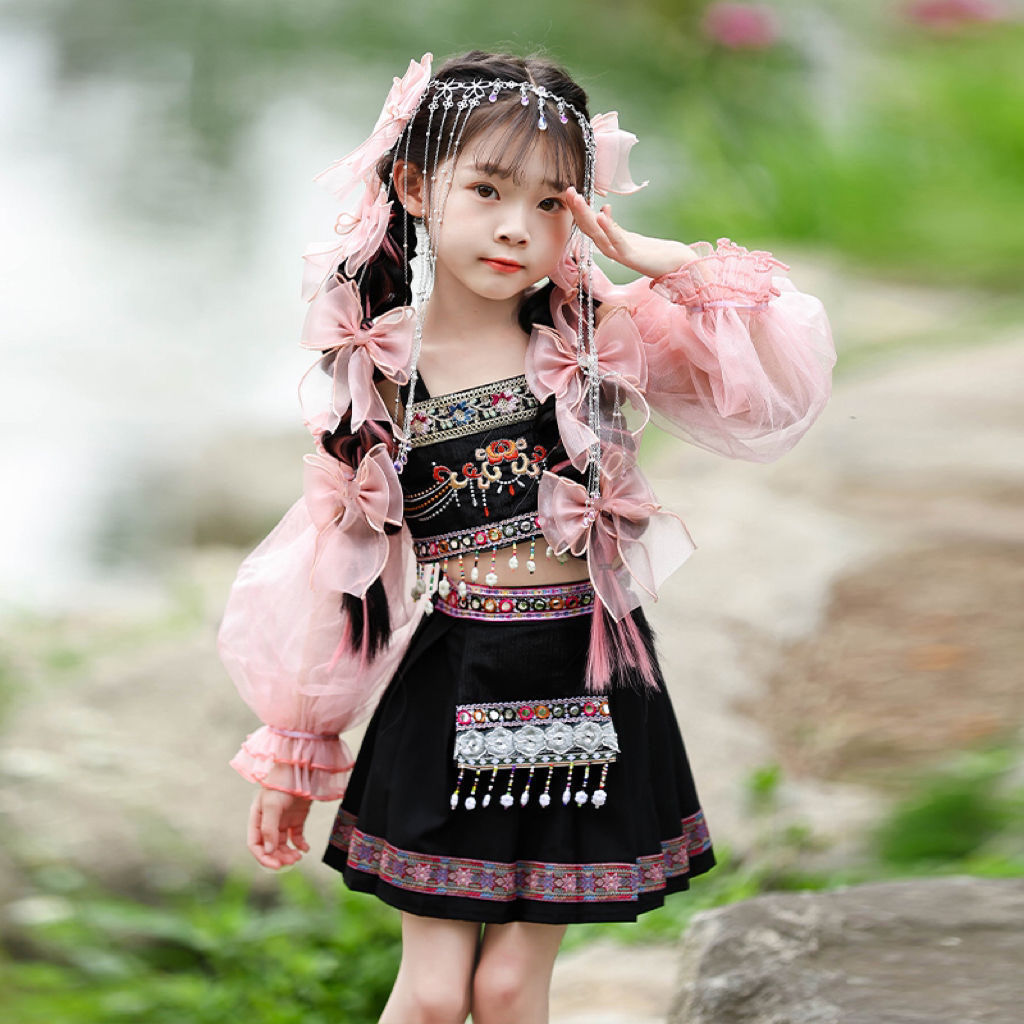 女童哈尼族套装公主裙小女孩云南少数民族演出服服饰儿童元旦表演