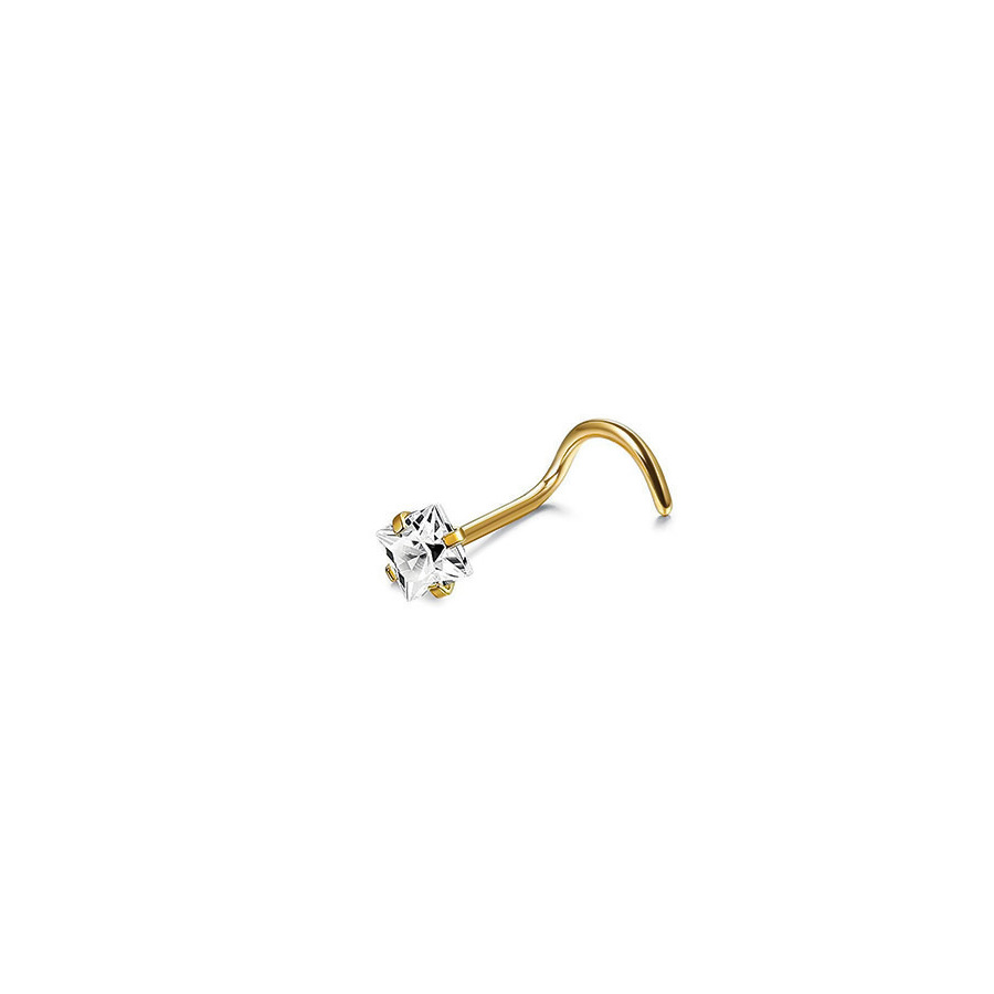 Piercing al naso a perno curvo in acciaio inossidabile 316L, rotondo, quadrato, con zircone, spessore 0,8 mm_voghion.com