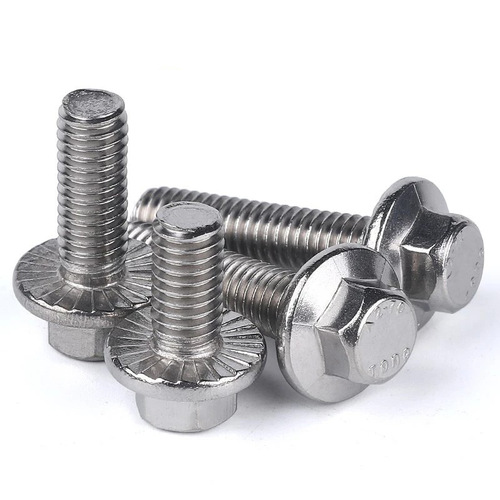 304 stainless steel flange hexagonal bolt M5M6M8M10M12 external hexagonal hexagonal tooth screw with pad GB5789