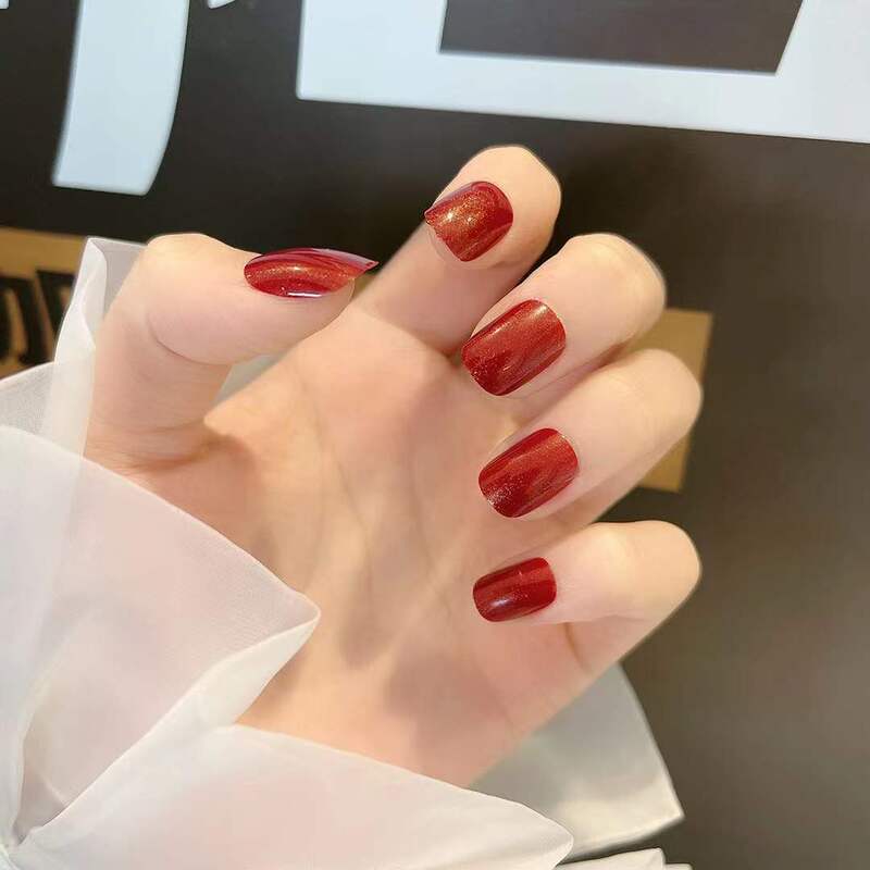 Wearable Cherry Color Single Color Nail Stickers Fake Nails Short Nail Pieces Finished Products Wholesale Acrylic Short Style Boxed Wearable Cherry Color Single Color Nail Stickers Fake Nails Short Nail Pieces Finished Products Wholesale Acrylic Short Style Boxed
