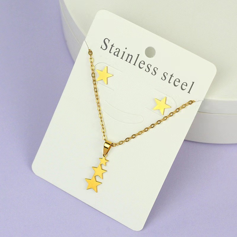 Net Red Butterfly Love Cross Personalidad Simple Juego de joyas de acero inoxidable Pendientes de oro Juego de collar al por mayor