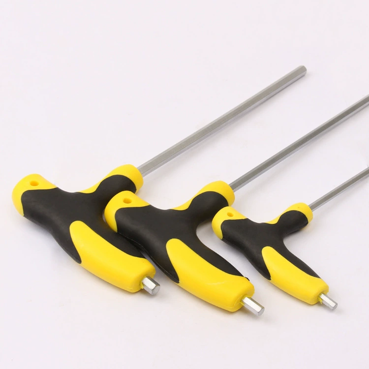 Закалочный Т-образный шестигранный ключ Т-образный костыль Т-образная пластиковая ручка Шестигранный ключ с плоской головкой Т-образный хромованадиевая сталь