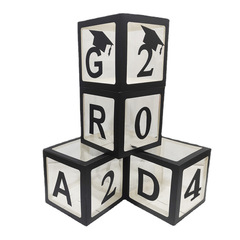 2024畢業季派對裝飾布置黑色博士帽GRAD學校同學聚會畢業氣球盒子