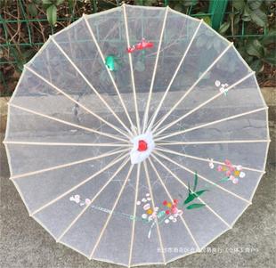 Transparent Silk Yarn Dance Umbrella Props Show Performance Craft Umbrella Ethnic Dai Classical Ancient Style Guangzhen Wei Rong