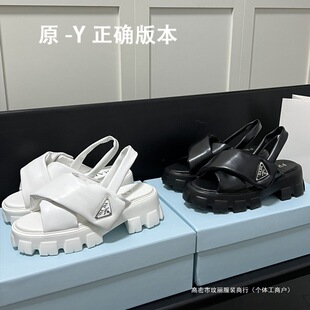 P Brand Triangle Logo Thick-Soled 2025 Summer Thick-Soled Sandals for Outdoor Wear, Fashionable Height-Increasing Platform Shoes, Open-Toe Beach Slippers
