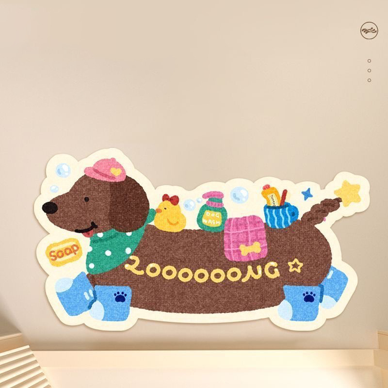 작은 모자와 파란색 신발을 신은 닥스훈트