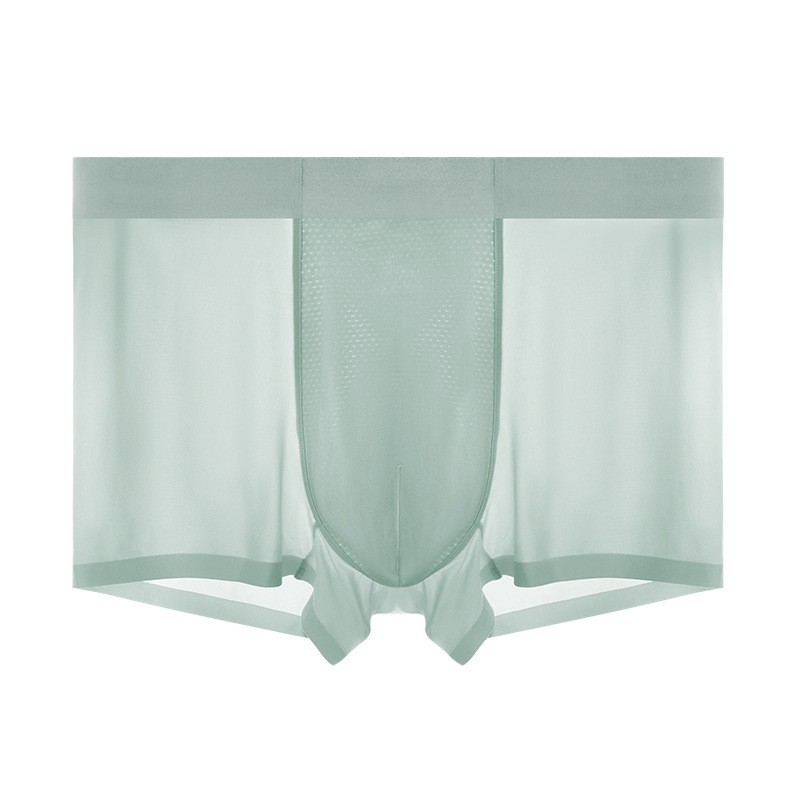 Pantalones de desnudez de seda de hielo para hombres, pantalones de verano delgados 7A, entrepierna antibacteriana ligera y transpirable, secado rápido, quad sin marcas.