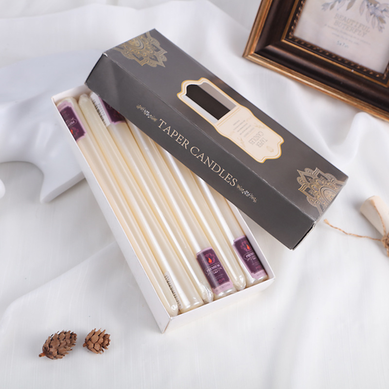 Estilo europeo clásico galvanoplastia cónica larga varilla vela romántica boda vela cena sin humo insípido color varilla cera transfronteriza