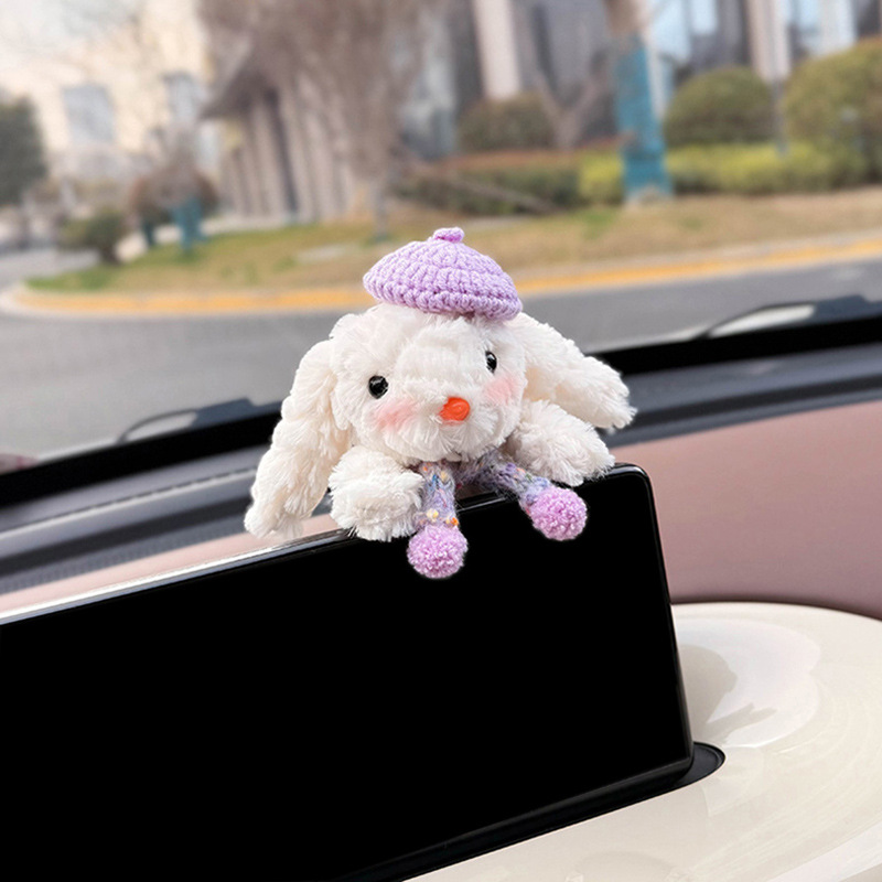 Decoración de coche de conejo Pantalla de control central de coche Muñeca de fiesta Pantalla de visualización Decoración de pantalla Accesorios de coche Muñeca linda mujer