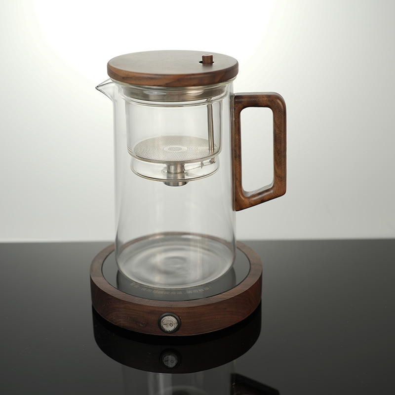 Piaoyi taza tetera filtro de un solo clic nogal resistente a altas temperaturas revestimiento de vidrio completo taza de separación de té juego de té de alta gama