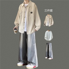 灯芯绒长袖衬衫外套男春秋季薄款2025新款衬衣港风潮牌休闲上衣服