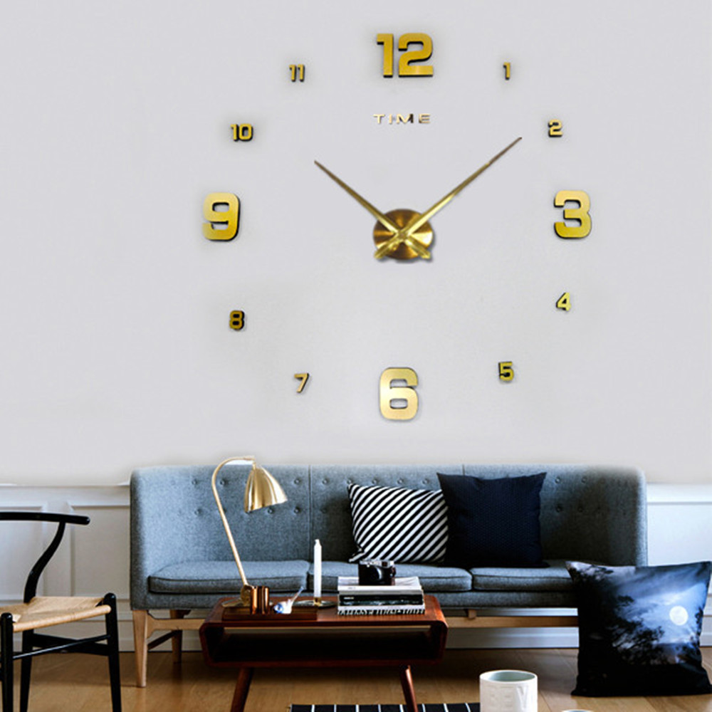 Sala de estar reloj creativo reloj Amazon simple nórdico Reloj de pared europeo y americano grande DIY etiqueta de la pared reloj 3Dclock