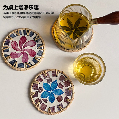 Southeast Asian colorful shell insulated teapot teacup mat desktop snack sundries coffee table anti-scalding shell mat mixed batch