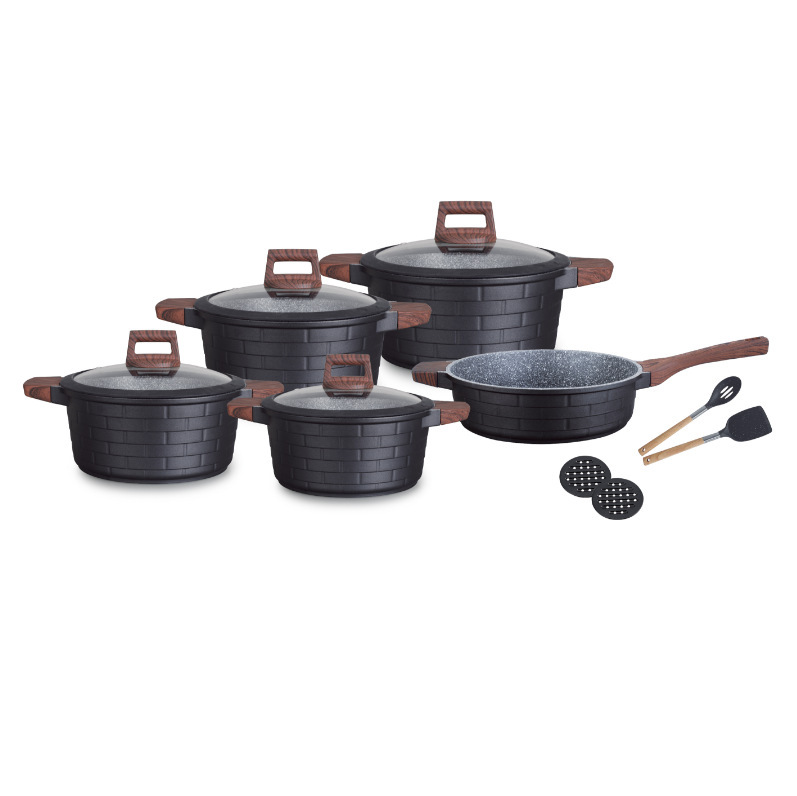 Ucclife prensado ladrillo mural 13 piezas set cocina granito antiadherente cocina de inducción fondo piedra de arroz